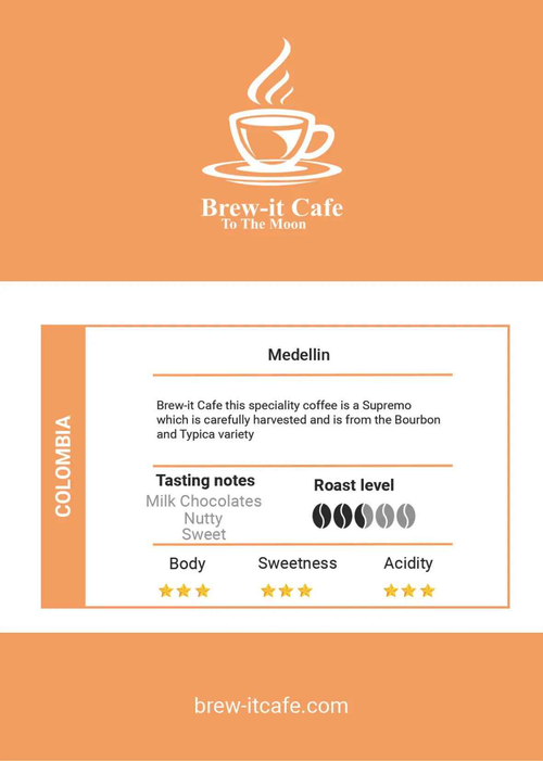 Café colombiano molido de Medellín - Especialidad de origen único.250Gr