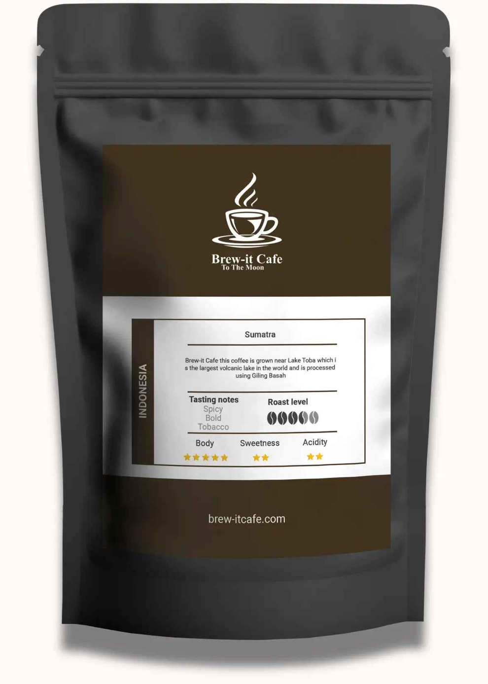 Granos de café molido para expresso del lago Toba de Indonesia - Origen único de Sumatra .250Gr